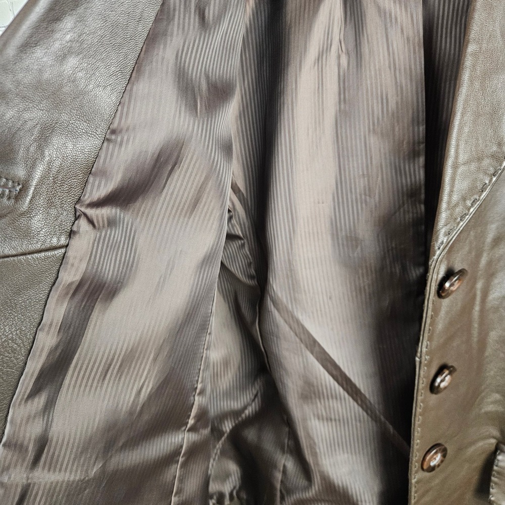 Sonoma Life Style Brown Lambskin Leather Blazer Jacket Womens Large 4 Button L - Picture 3 of 10